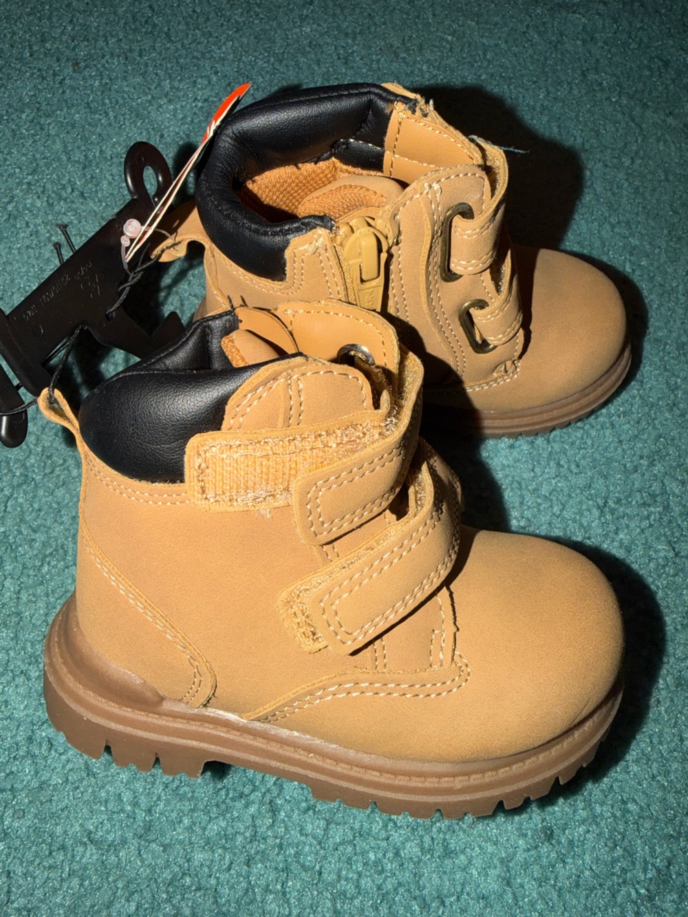 Wonder Nation Tan and Black Toddler Hook-and-Loop Outdoor Boots!
